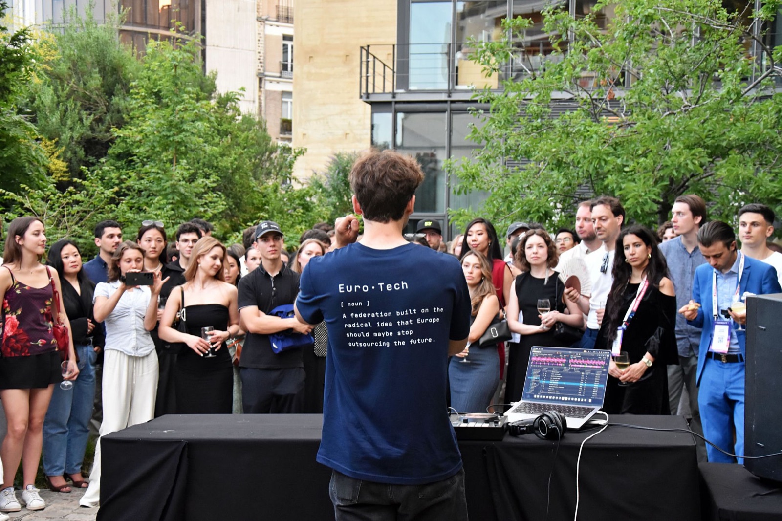 A DJ set at the EuroTech garden party